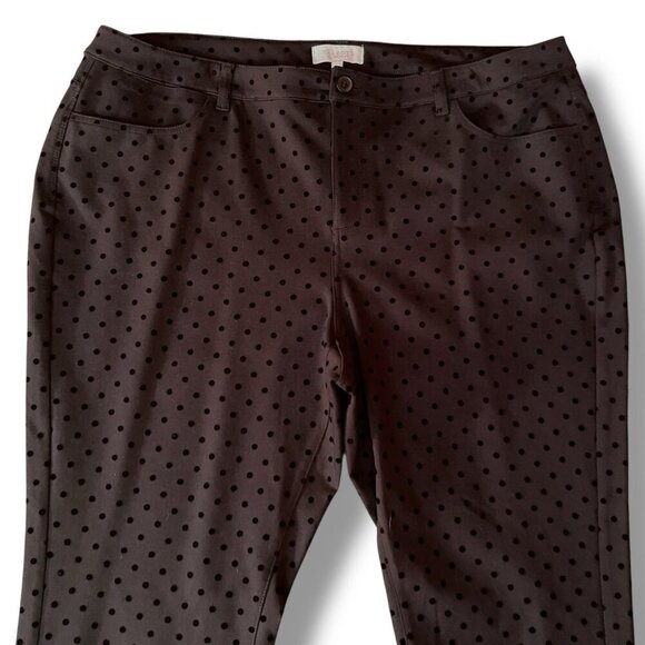 Talbots Womens Pant Plus Sz 20W Black Flocked Velvet Polka Dot Straight Stretch - Picture 2 of 5